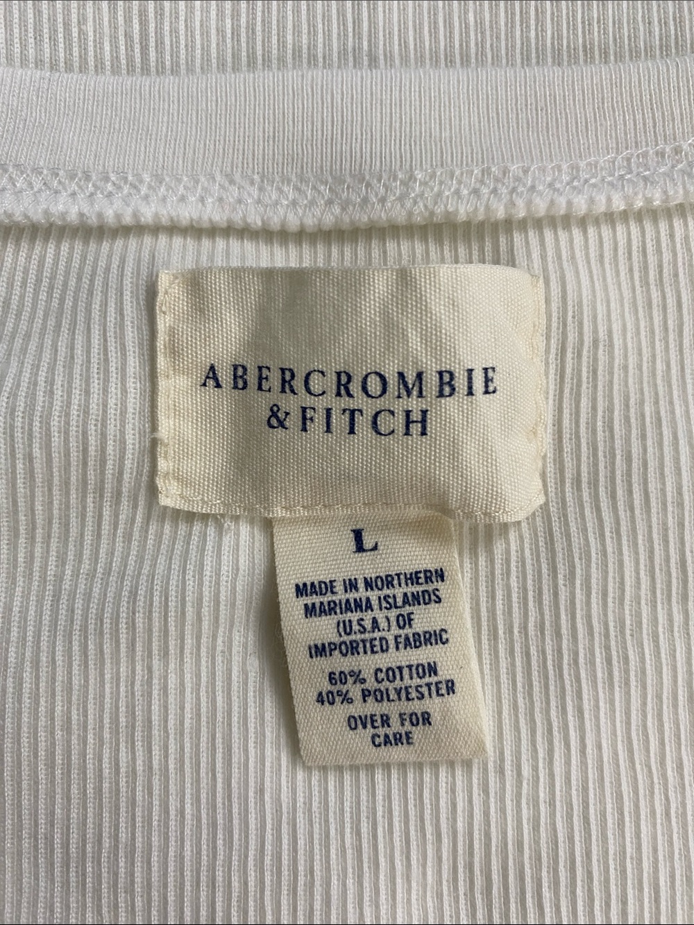 Abercrombie & Fitch Vintage Fitted Ribbed Short Sleeve Tee | Semi Sheer | White - Picture 12 of 14